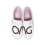 Tenisi albi Vans Slip-On OMG (Sayings)
