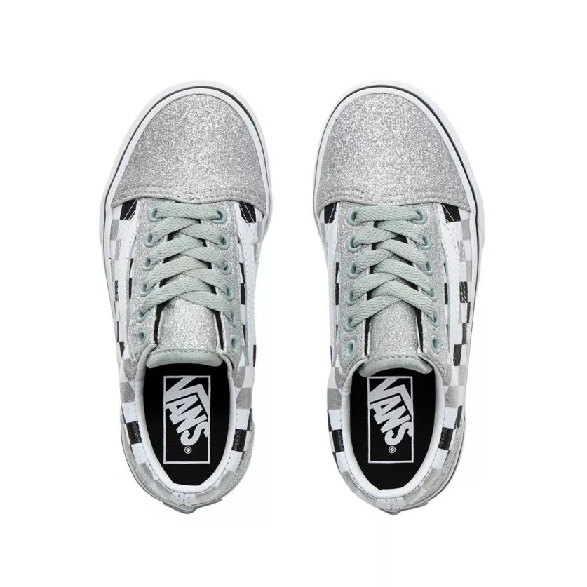 Tenisi Old Skool Glitter Checkerboard Copii VANS