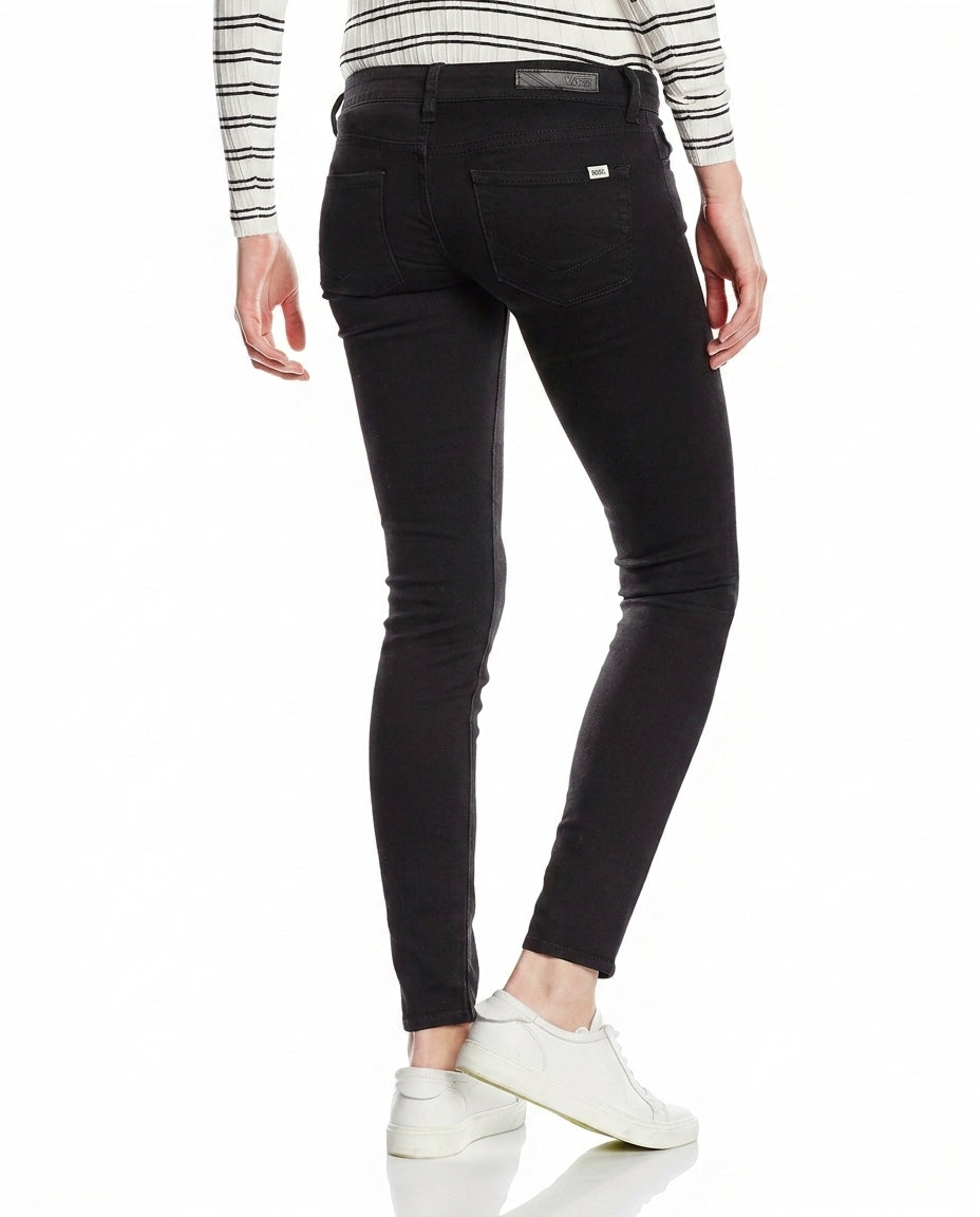 Pantaloni skinny negri Vans cu talie mid-rise