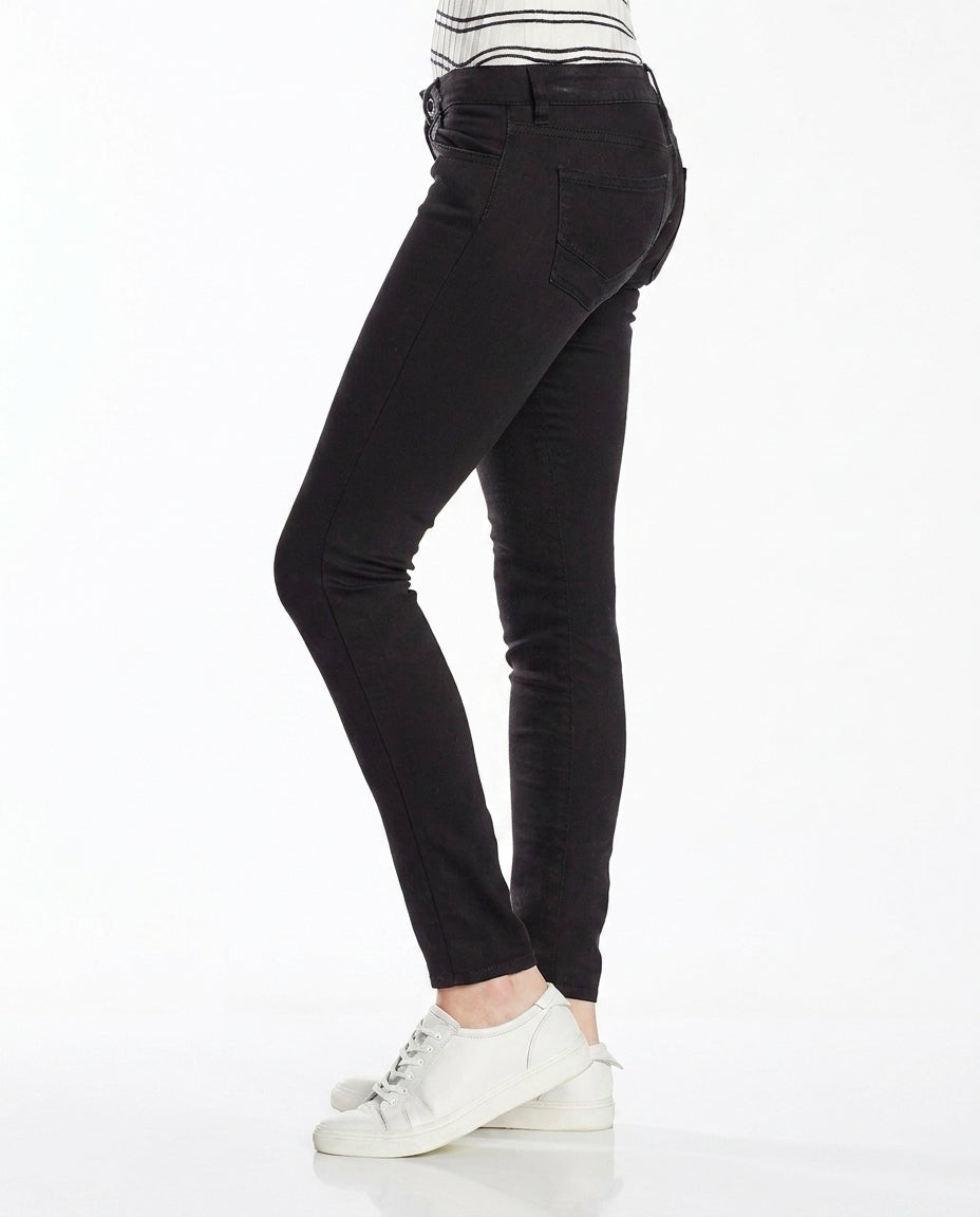 Pantaloni skinny negri Vans cu talie mid-rise