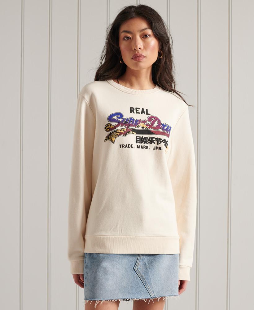 Bluza crem cu print contrastant SUPERDRY