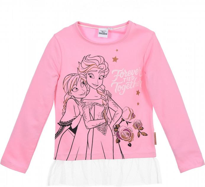Tricou de bumbac cu maneca lunga roz Frozen Disney 4-8 ani-1