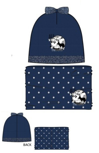 Set caciula si fular copii albastre Minnie Disney 4-9 ani