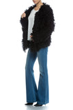 Cardigan de lana si Mohair cu Franjuri Dkny