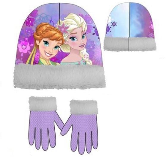 Set caciula fete si manusi Frozen mov 4-9 ani