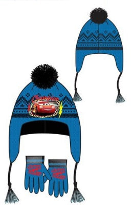 Set caciula si manusi copii Albastru Cars Disney 4-9 ani