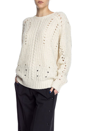 Pulover alb tricotat IRO Cysabel Sweater