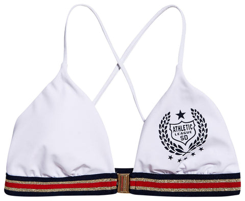 IMBRACAMINTE FEMEI SUPERDRY Articol De Plaja Crest Logo Fixed Tri Bikini Top Alb - vgeneration.ro 